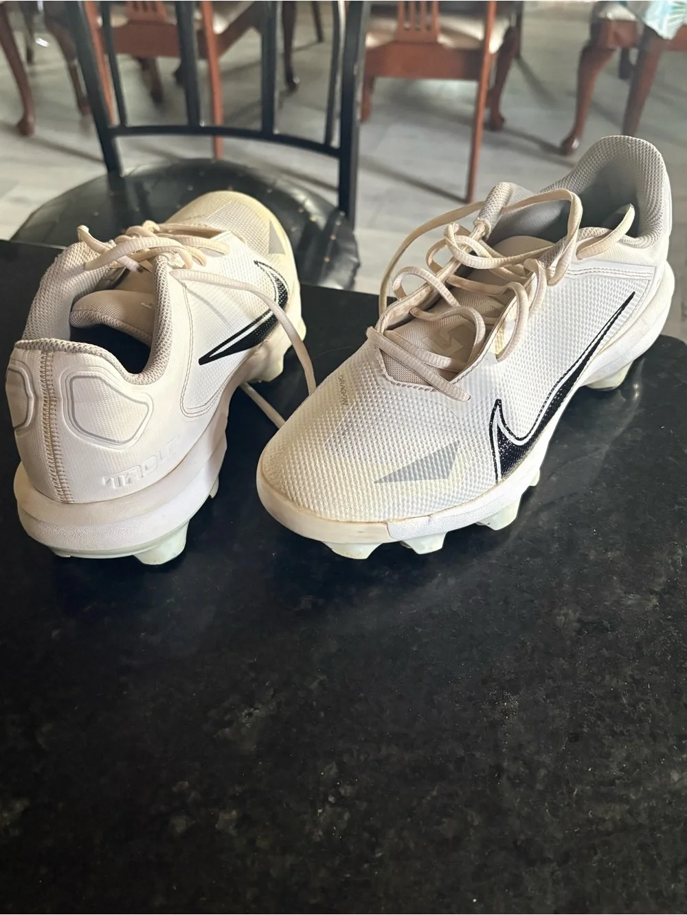 Nike White and Black Baseball Cleats